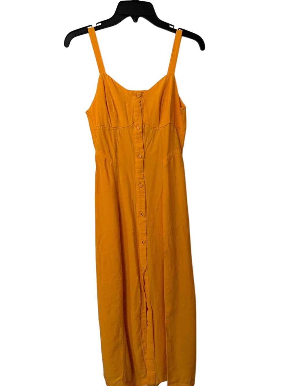 Button-Front Mustard Yellow Midi Dress Sundress